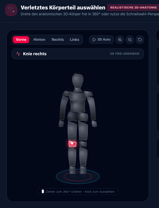 Verletzungstracking Screenshot
